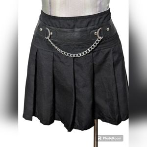 Goth Punk Royal Bones DAANG GOODMAN Pleated Black Skirt Size XL